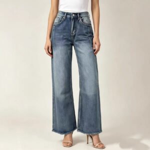 Women's High-Waisted Washed Wide-Leg Jeans - Image 3