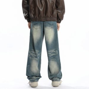 Men's Washed Loose-Fit Jeans - Image 6