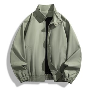 Men’s Loose Fit Stand Collar Zip-Up Jacket