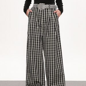 Women's Plaid Flared Pants - Image 4