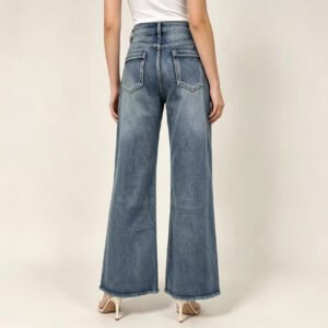 Women's High-Waisted Washed Wide-Leg Jeans - Image 4